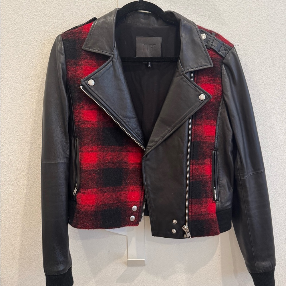 Paige- Tartan Leather Jacket